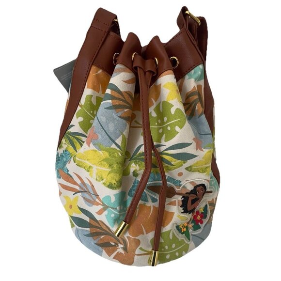 NEW! Disney Moana Canvas Swim Bag Hawaiian Print & Embroidered Patch Handbag - Picture 10 of 10